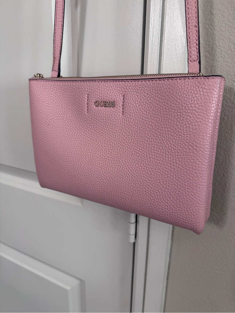 Guess Pink Pebble-Texture Adjustable Crossbody Bag